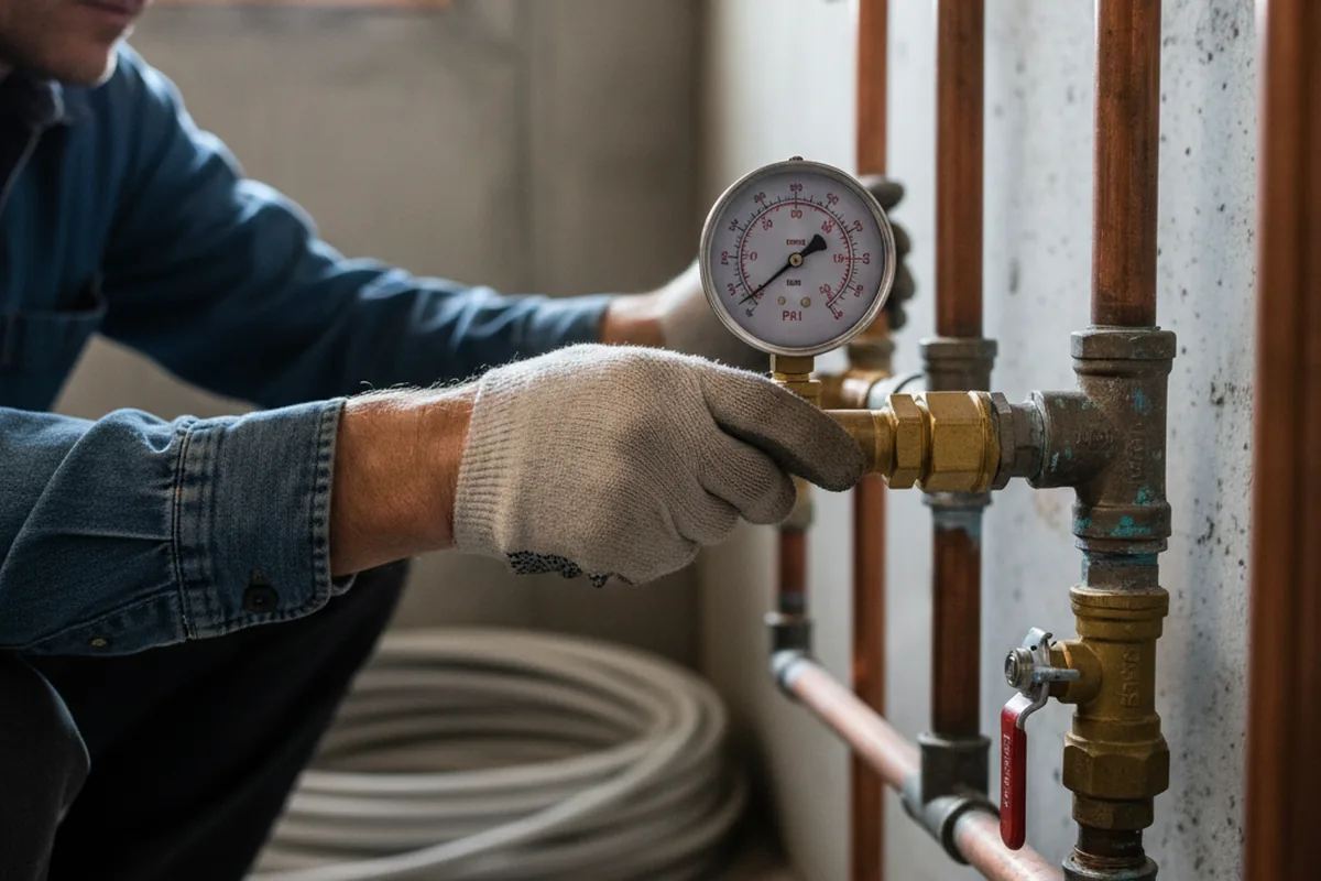 Pressure testing a repaired line during Water Line Repair in Alder Creek